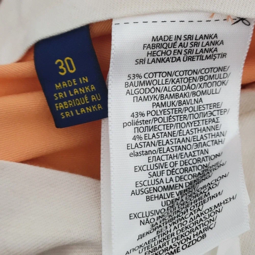 Polo Golf‎ Ralph Lauren Men's Chino Shorts Light Weight Peach Orange 30 Classsic